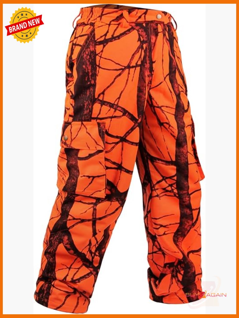 Men's Fleece Lined Waterproof Camo Hunting Pants With 6 Pockets